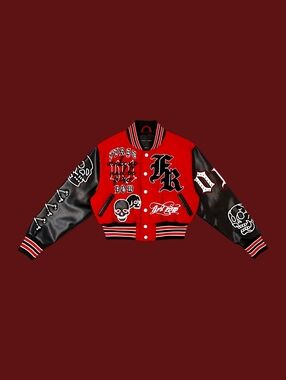 👑First Row👑 | Signature "Wake Up and Be Fierce" Cropped Melton Varsity Jacket